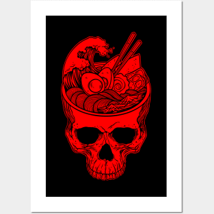 Kawaii Japanese Anime Skeleton Ramen Halloween Posters and Art